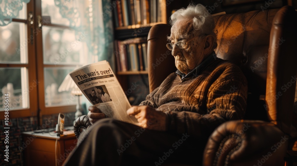 An elderly man, comfortably seated in his chair, peruses the day's events in his newspaper, a picture of quiet contentment. An elderly man, comfortably seated in his chair, peruses the day's events in his newspaper, a picture of quiet contentment.