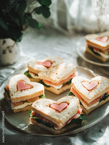 Sandwiches with Heart Designs photo