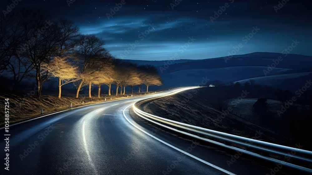 Fototapeta premium winding night sky road
