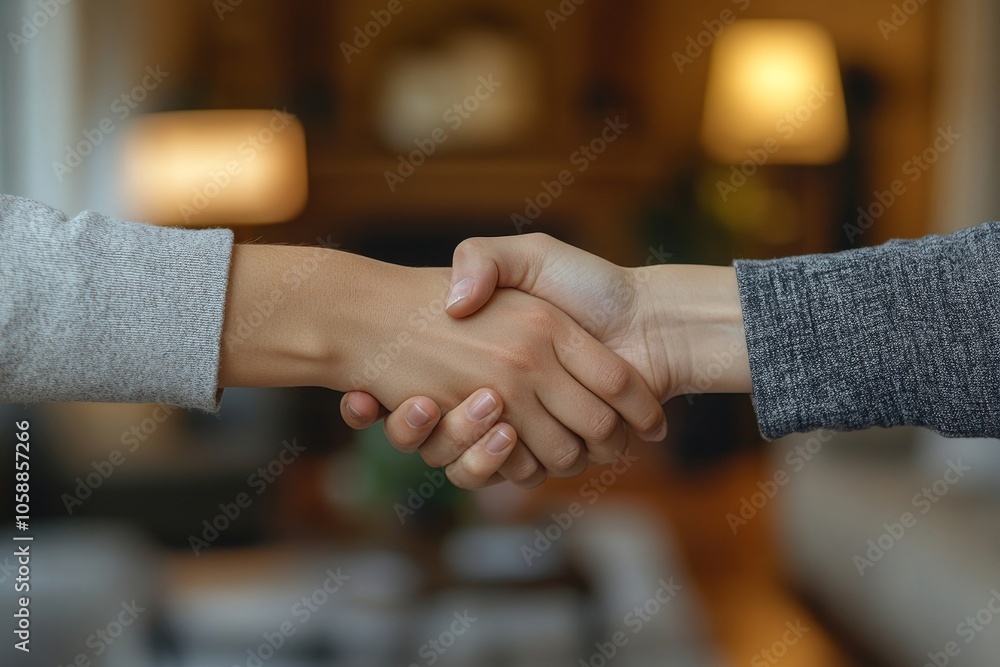 hands of agent and client shaking hands after signed contract buy new apartment, Generative AI hands of agent and client shaking hands after signed contract buy new apartment, Generative AI