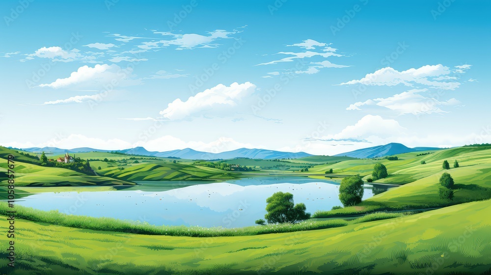 Obraz premium tranquil green and blue graphics