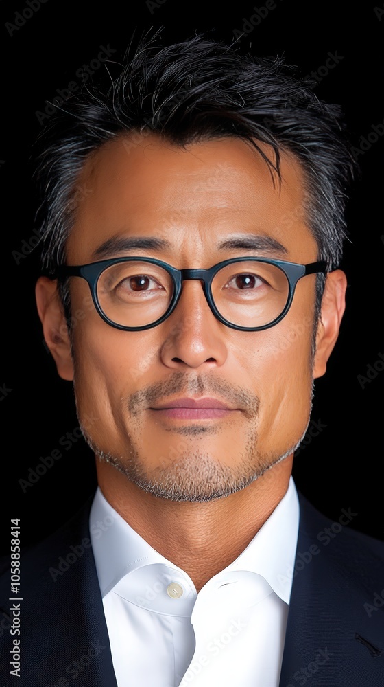 Portrait of a Confident Asian Businessman in Glasses and Suit Portrait of a Confident Asian Businessman in Glasses and Suit
