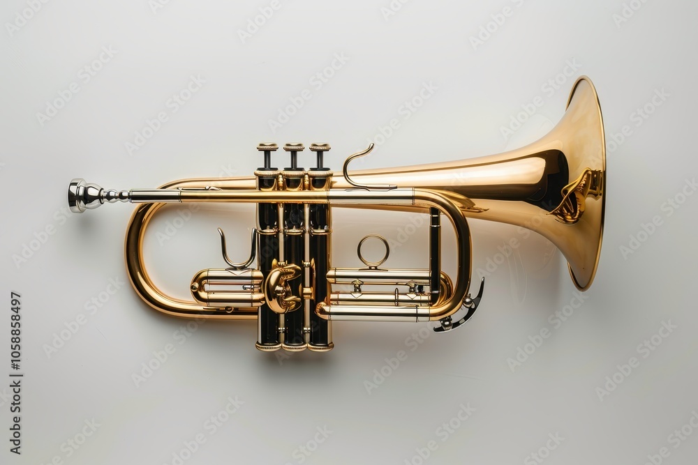 Fototapeta premium Flugelhorn photographed in studio on white background