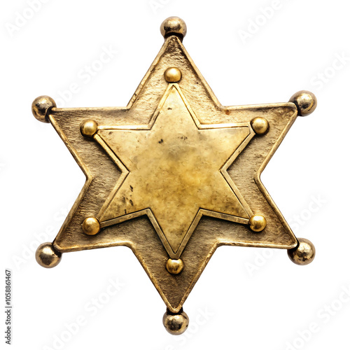 Vintage Gold Sheriff's Badge on transparent or white background