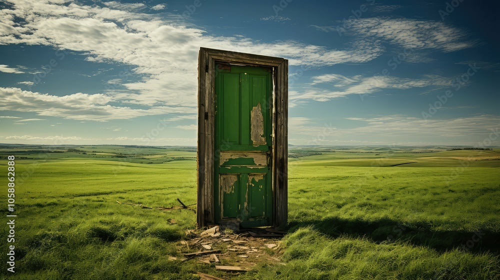 rustic door in field rustic door in field