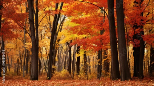 fall trees in the woods photo