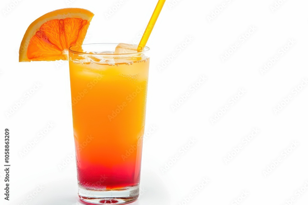 Tequila Sunrise drink on white background Tequila Sunrise drink on white background