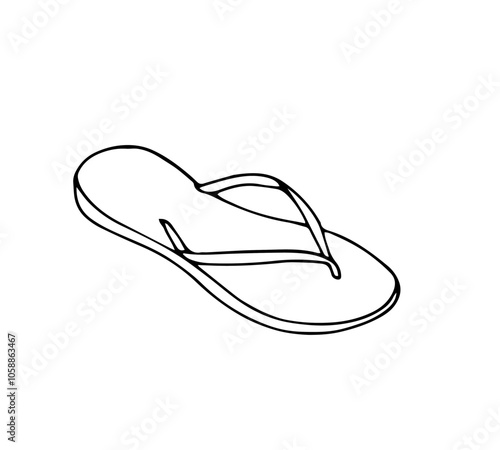 Summer flip flops sandals. Vector illustration of slippers isolated on a white background.  A pair of sandals.