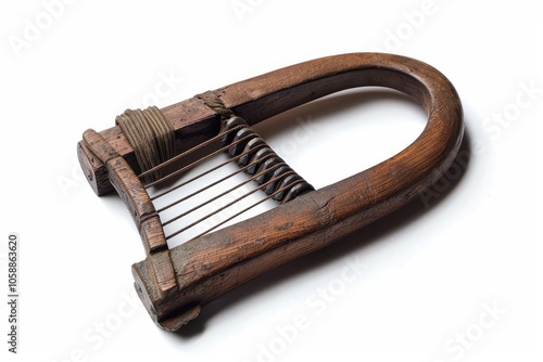 Vintage jaw harp on white background