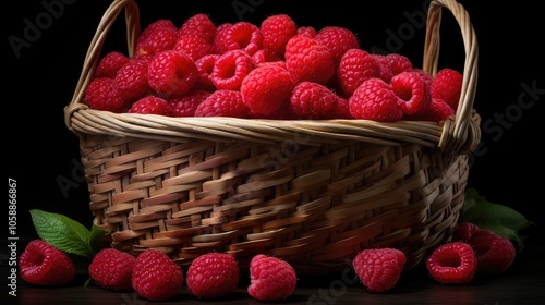 basket red raspberry photo