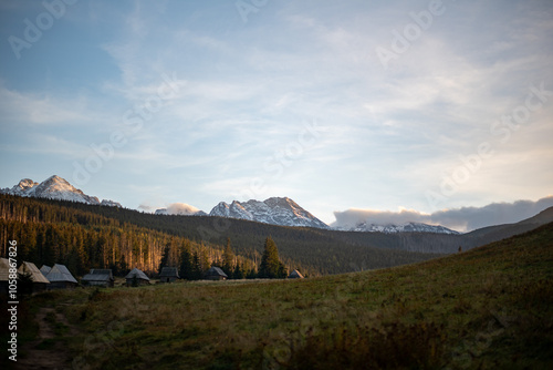 The stunning landscape from the Kopieniec glade at the foot of Mount Kopieniec in Zakopane, Poland photo