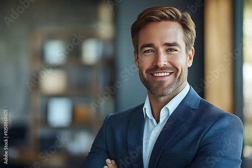 Successful Businessman in Sharp Suit Smiling Confidently