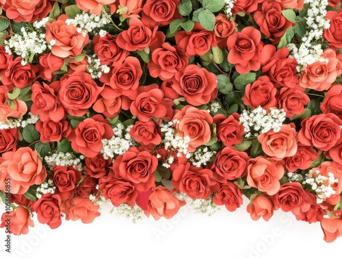 Wallpaper Mural A vibrant arrangement of red roses and white filler flowers, creating a beautiful floral display perfect for decoration or gifting. Torontodigital.ca