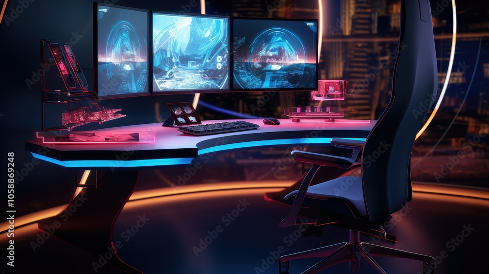 Naklejka premium design computer desk mockup