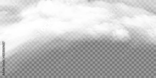 White realistic fog, smog background transparent special effect