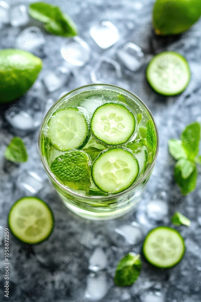 Glass of Water with Cucumber and Mint Glass of Water with Cucumber and Mint
