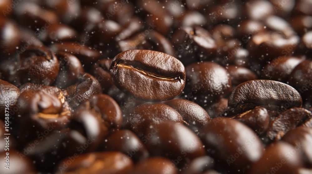Close-up of scattered coffee beans with rich brown tones and glossy texture, isolated on transparent background Close-up of scattered coffee beans with rich brown tones and glossy texture, isolated on transparent background