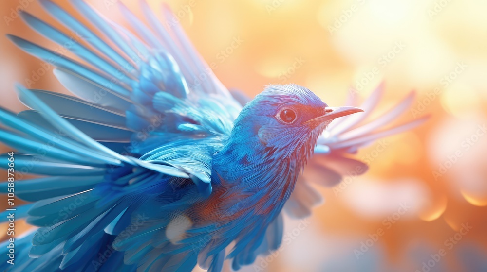 iridescent blue bird flying iridescent blue bird flying