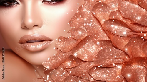 dazzling rose gold chrome background photo