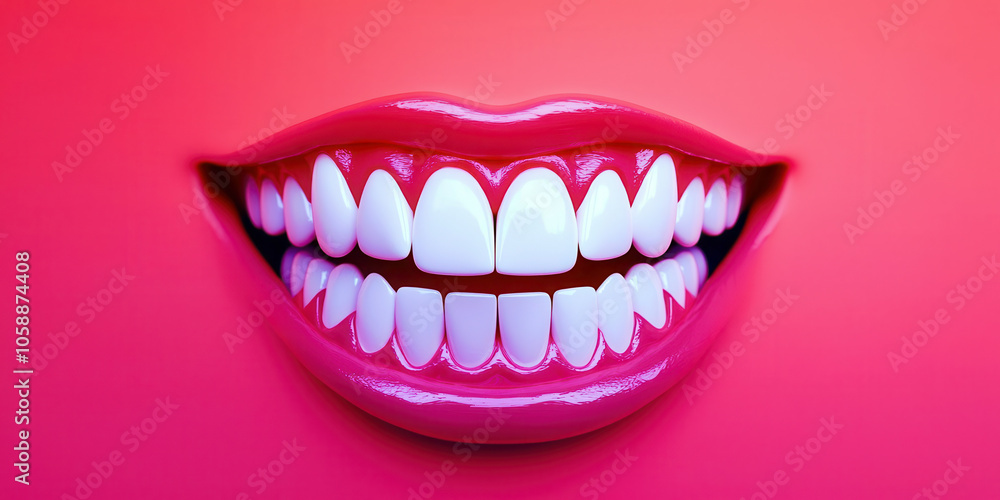 A close up of a woman's mouth with a pink background A close up of a woman's mouth with a pink background