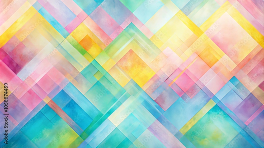 A vibrant symphony of translucent squares in a harmonious geometric arrangement, showcasing a spectrum of pastel hues with subtle watercolor textures. A vibrant symphony of translucent squares in a harmonious geometric arrangement, showcasing a spectrum of pastel hues with subtle watercolor textures.