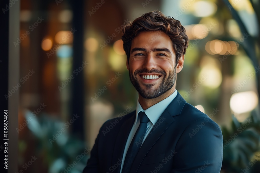 Successful Businessman Smiling Confidently in Suit Successful Businessman Smiling Confidently in Suit