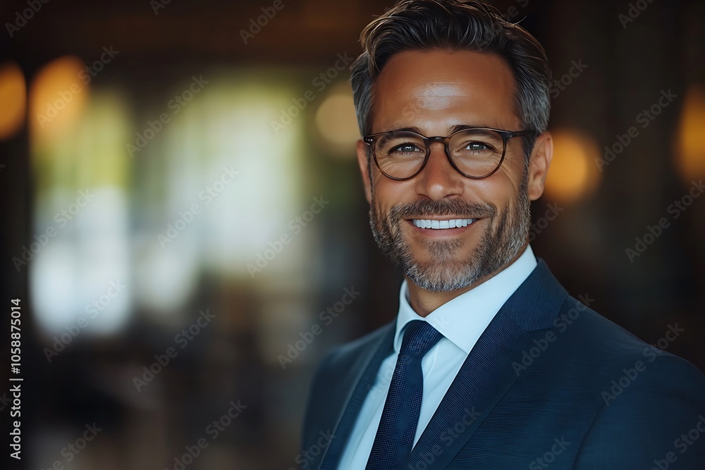 Successful Businessman Smiling in Glasses Headshot Portrait Successful Businessman Smiling in Glasses Headshot Portrait