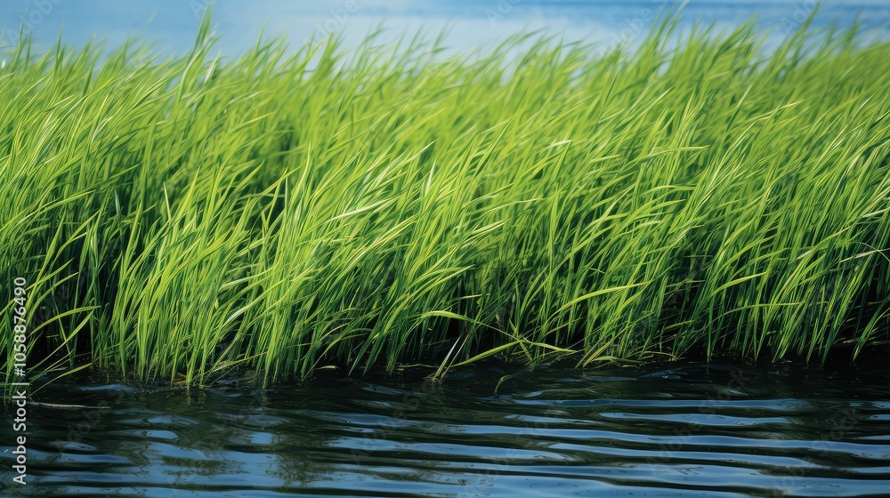 Obraz premium land water grass background