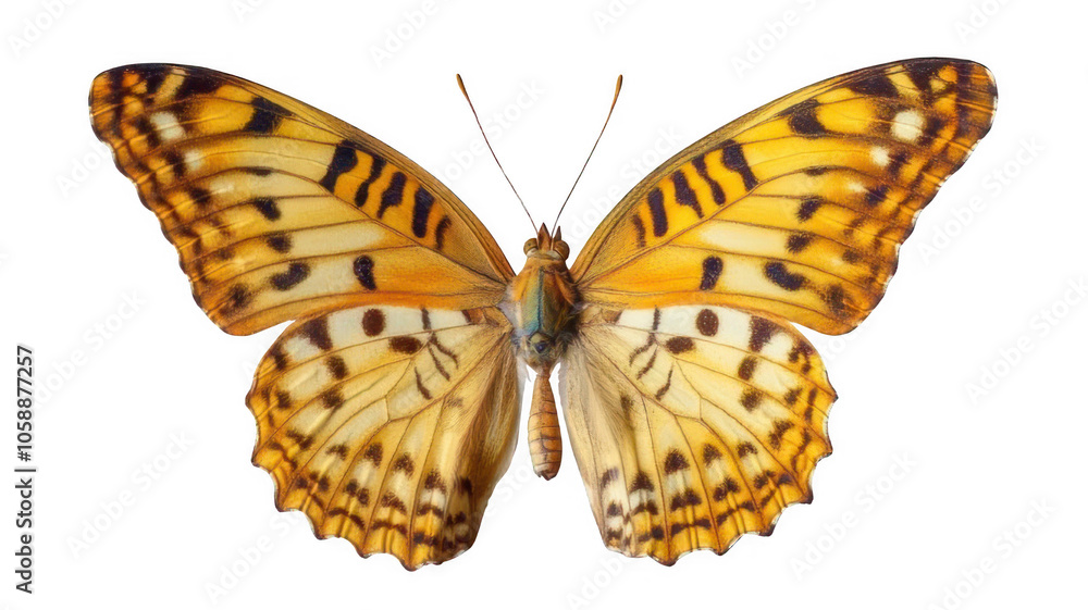 Obraz premium Photo of a vibrant isolated butterfly in different collors hues, highly detailed wings on a transparent background