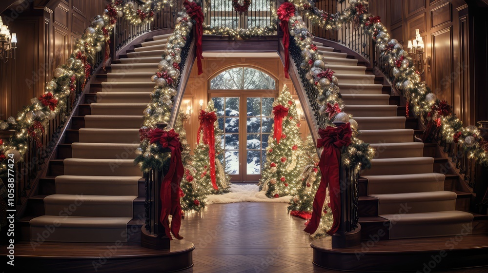 staircase christmas decorations house staircase christmas decorations house