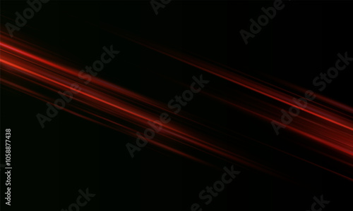 Speed ​​vector illustration, road. Red laser beams isolated on black background. Abstract light effect. Red lens flash. Horizontal rays glowing in the dark.