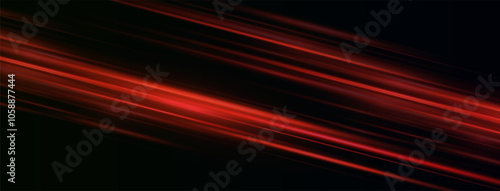 Speed ​​vector illustration, road. Red laser beams isolated on black background. Abstract light effect. Red lens flash. Horizontal rays glowing in the dark.