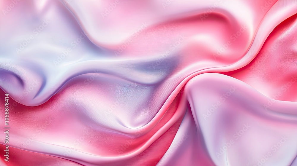 Fototapeta premium Smooth wave silk fabric creates an elegant abstract background, highlighting the captivating flow and texture of silk. Ideal for various design projects, with ample space for customization.