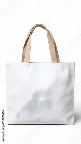 Blank Eco Friendly White tote bag mock up, isolated on white background. 