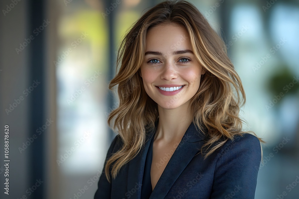 Successful Businesswoman Portrait Confident and Stylish Leader with Long Brown Hair Successful Businesswoman Portrait Confident and Stylish Leader with Long Brown Hair