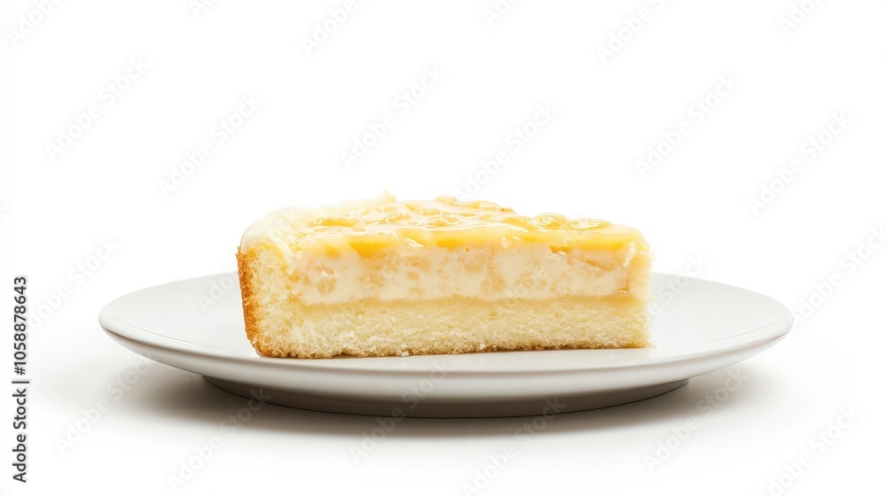 Delicious slice of lemon cheesecake on a plate with a light background Delicious slice of lemon cheesecake on a plate with a light background