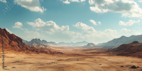 Desert landscape with distant mountains