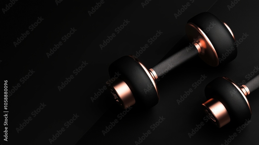 dumbbell on black background with space for text dumbbell on black background with space for text
