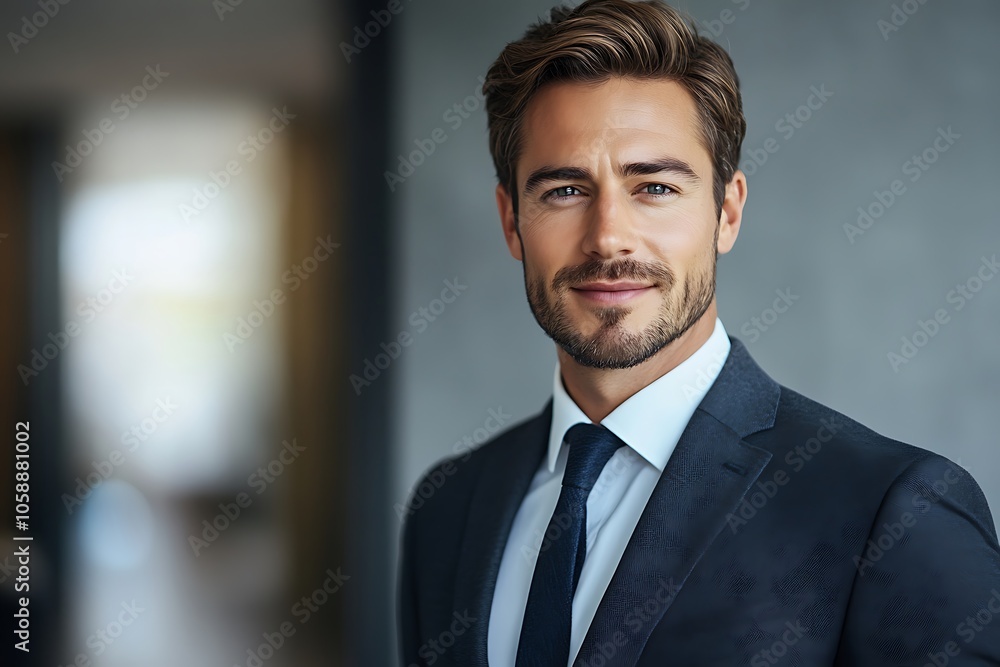 Successful Male Executive with Sharp Tie Knot in Suit Headshot Successful Male Executive with Sharp Tie Knot in Suit Headshot