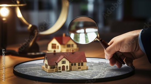 realestate magnifying glass and house