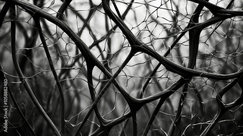 abstract vines black and white