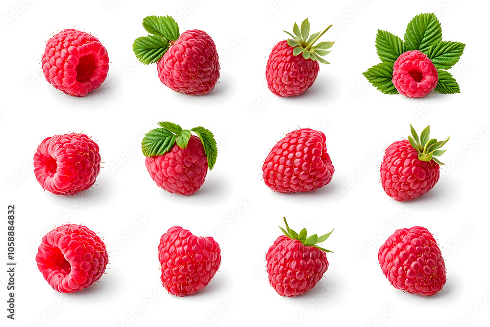 Fresh raspberry collection, isolated on white background Fresh raspberry collection, isolated on white background