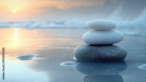 Zen Stones at Sunset