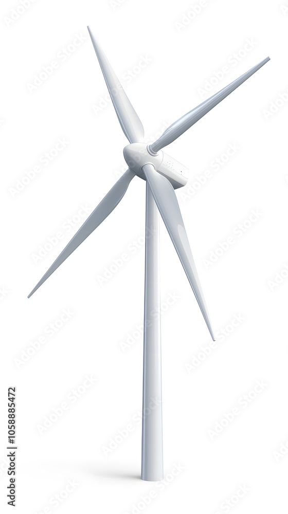 White wind turbine isolated on white background White wind turbine isolated on white background