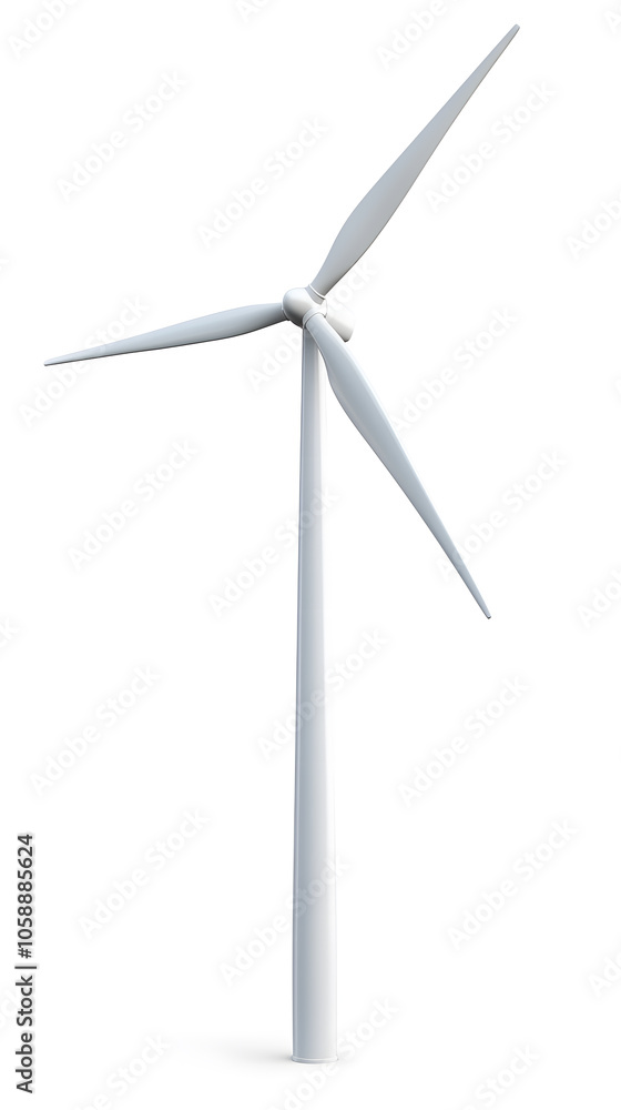 White wind turbine isolated on white background White wind turbine isolated on white background
