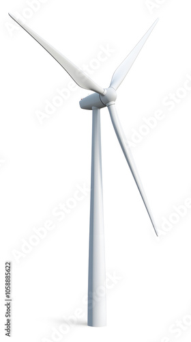 White wind turbine isolated on white background 