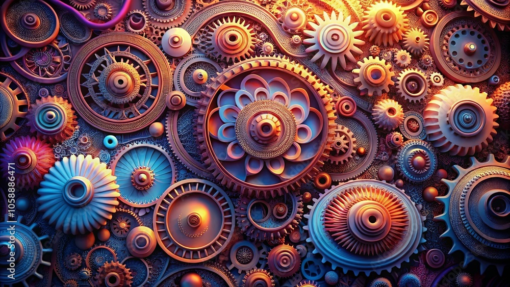 A symphony of metallic gears and intricate patterns, each element a testament to the beauty of complex machinery. A symphony of metallic gears and intricate patterns, each element a testament to the beauty of complex machinery.