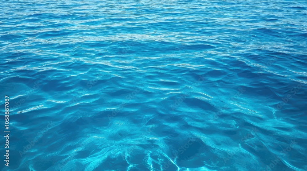 Obraz premium Aerial perspective of tranquil water waves in the sea highlights the vibrant turquoise hues, creating a serene ocean water background with ample copy space for design needs.