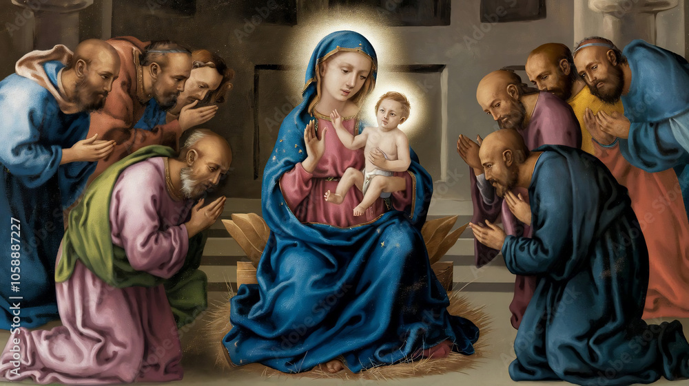 Obraz premium A Mother’s Love: The Birth of Jesus