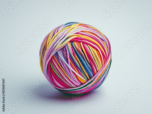 Wallpaper Mural Multicolored Yarn Ball on White Surface Torontodigital.ca
